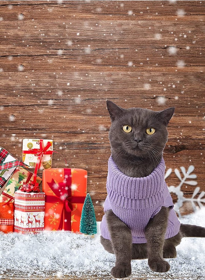 SYOSI Cats Knitted Sweaters Turtleneck Knitted Sleeveless Cat Clothes Warm Winter Kitten Clothes Outfits for Cats or Small Dogs in Cold Season Purple M - Image 5