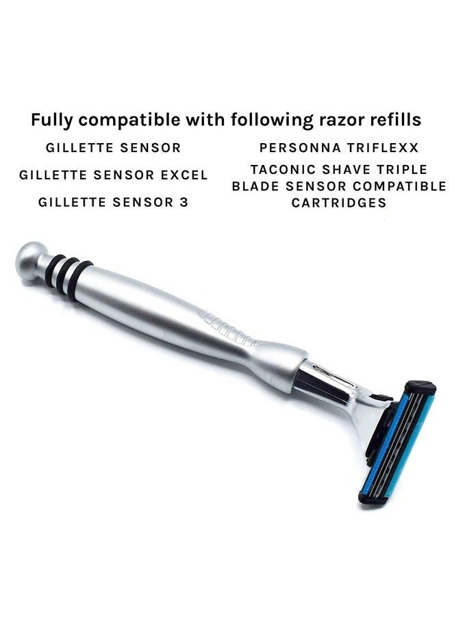taconic shave Heavyweight Triple Blade Razor Compatible With Gillette Sensor And Sensor Excel Refill Cartridges Includes 1 Preloaded Blade  - Image 4