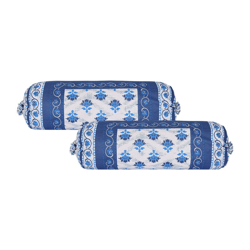 SkyKross - Everyday A New Thing SkyKross Everyday A New Thing Special Floral Printed Pure Soft Cotton Diwan Cover Set 8 Pcs Set 5 Cushion Cover2 Bolster Cover1 Bedsheet Blue - Image 4