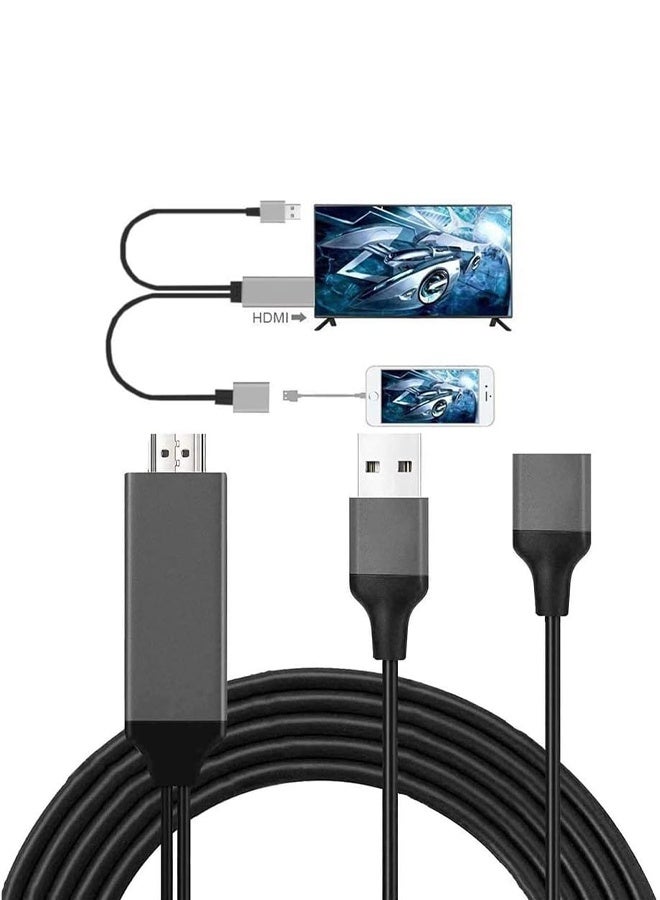DUNISO 3 in 1 USB to HDTV Cable，HDMI Cables Adapter，Wire Dongle USB Male + USB Female to HDMI Male 1080P HDTV Mirroring Cable，for Phone/Pad/S9/S8/Note 8 and More Steaming Sharing - Image 1