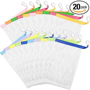 oruola 20pcs Soap Bag for Shower10 x 15 CM Soft Mesh Soap Bar Bag for Foaming and DryingSoaps Saver Bags with Drawstring Body Facial Cleaning Tool for Bath Shower - Image 1