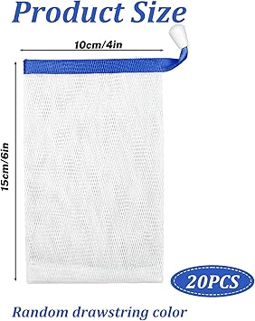 oruola 20pcs Soap Bag for Shower10 x 15 CM Soft Mesh Soap Bar Bag for Foaming and DryingSoaps Saver Bags with Drawstring Body Facial Cleaning Tool for Bath Shower - Image 3