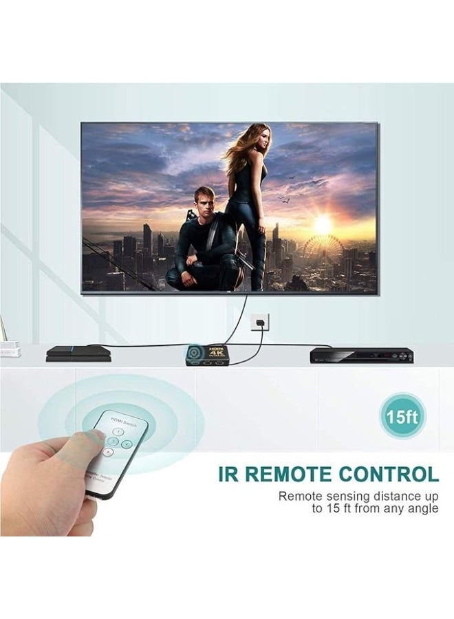 Terabyte مفتاح HDMI 5 في 1 خارج، محول HDMI 4K 5x1 مع جهاز تحكم عن بعد IR، محدد HDMI تلقائي يدعم HD 1080P 4Kx2K 3D HDCP 1.4 متوافق مع Xbox PS4 التلفاز مشغل Blu-Ray - (غلاف بلاستيكي) - Image 3