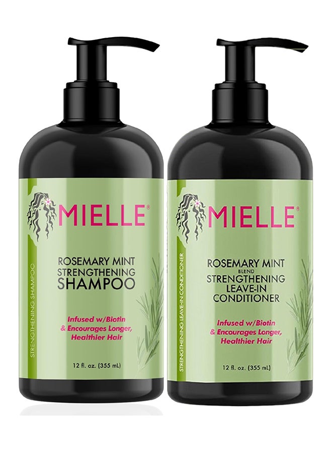 MIELLE Rosemary Mint Hair Strengthening Set - Shampoo And Conditioner 355ml 710ml - Image 1