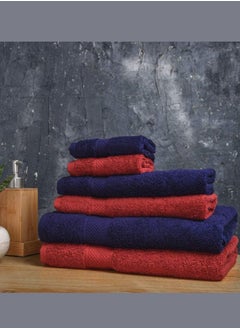 Wakefit Wakefit Terry 100% Cotton 6 Piece Towel Set, 500 GSM, 2 Bath, 2 Hand and 2 Face Towels (Chilli Pepper, Navy Blue)…  - Image 2