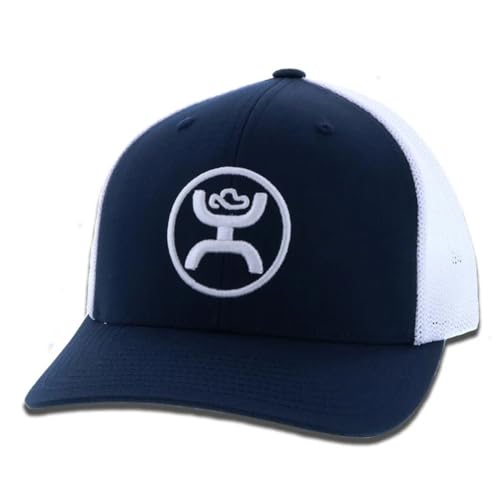 HOOEY O Classic 6-Panel Adjustable Trucker Hat w/Logo (Navy/White) - Image 1
