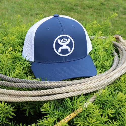 HOOEY O Classic 6-Panel Adjustable Trucker Hat w/Logo (Navy/White) - Image 2