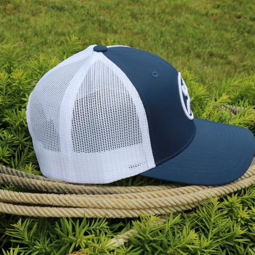 HOOEY O Classic 6-Panel Adjustable Trucker Hat w/Logo (Navy/White) - Image 4
