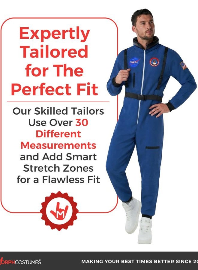 MORPH Astronaut Costume Adult, Space Suit Men, Mens Halloween Costume Astronaut Suits, Nasa Costumes Adult, Blue, XL - Image 4