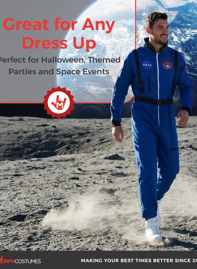 MORPH Astronaut Costume Adult, Space Suit Men, Mens Halloween Costume Astronaut Suits, Nasa Costumes Adult, Blue, XL - Image 5