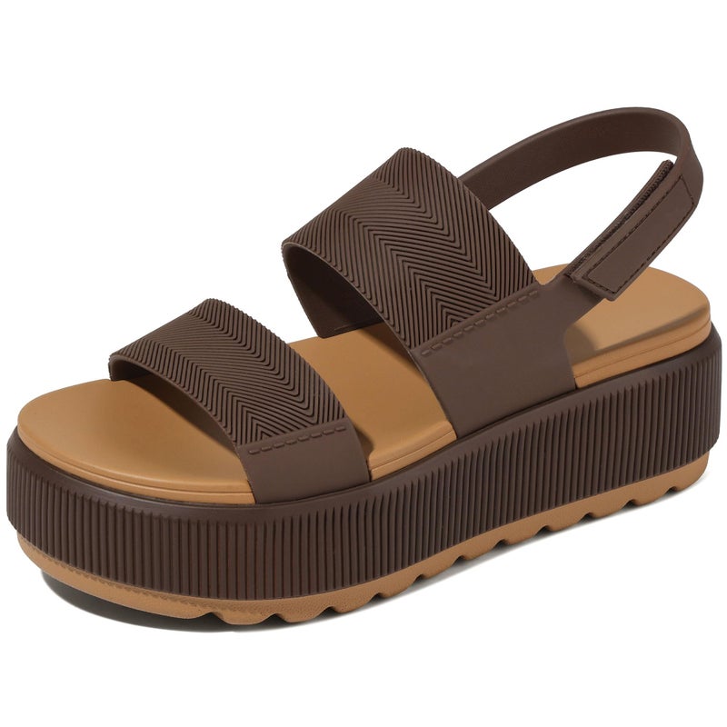 Lovee Cosee Chocolate Platform Sandals for Women 2026 Flatform Water Sandals Chunky Wedge Lug Sole Lightweight Comfortable Summer Outfit Beach Vacation Essentials Trendy Shoe Resort Wears Size 8 - Image 1
