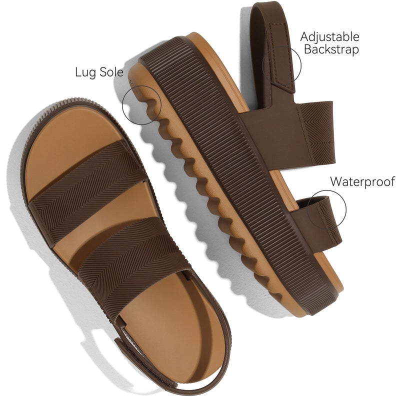 Lovee Cosee Chocolate Platform Sandals for Women 2026 Flatform Water Sandals Chunky Wedge Lug Sole Lightweight Comfortable Summer Outfit Beach Vacation Essentials Trendy Shoe Resort Wears Size 8 - Image 5