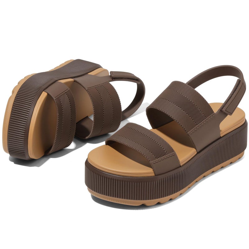 Lovee Cosee Chocolate Platform Sandals for Women 2026 Flatform Water Sandals Chunky Wedge Lug Sole Lightweight Comfortable Summer Outfit Beach Vacation Essentials Trendy Shoe Resort Wears Size 8 - Image 4