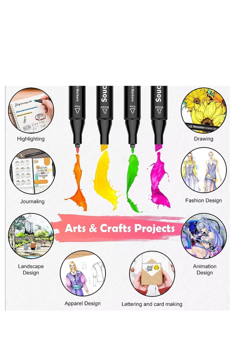 Touch 80 Colored  Markers Set, Dual Tip Art Pens for Drawing, Sketching, Anime,Can be used as a toy for children to draw ，and Adult Coloring Books, Includes Black Storage Bag & Base - Image 2