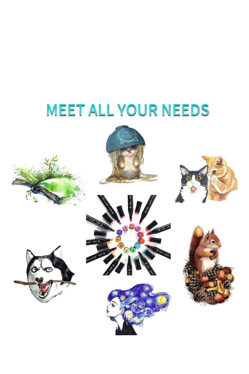 Touch 80 Colored  Markers Set, Dual Tip Art Pens for Drawing, Sketching, Anime,Can be used as a toy for children to draw ，and Adult Coloring Books, Includes Black Storage Bag & Base - Image 4