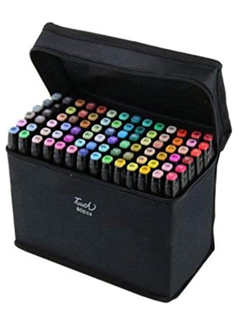 Touch 80 Colored  Markers Set, Dual Tip Art Pens for Drawing, Sketching, Anime,Can be used as a toy for children to draw ，and Adult Coloring Books, Includes Black Storage Bag & Base - Image 1