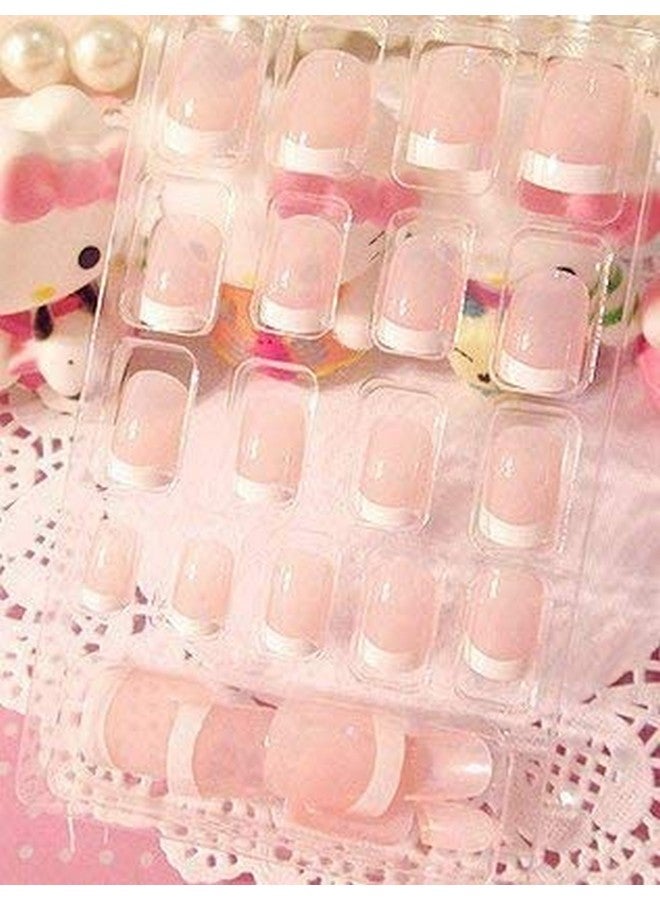 B-LADY Pack of 24 Natural French Short False Nails Acrylic Full Cover Nails with Simple Case For Woman - Image 2