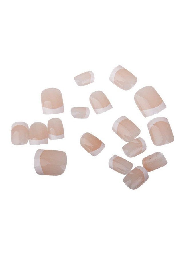 B-LADY Pack of 24 Natural French Short False Nails Acrylic Full Cover Nails with Simple Case For Woman - Image 1