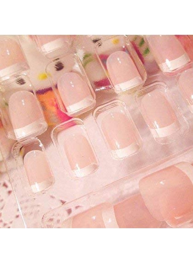 B-LADY Pack of 24 Natural French Short False Nails Acrylic Full Cover Nails with Simple Case For Woman - Image 3
