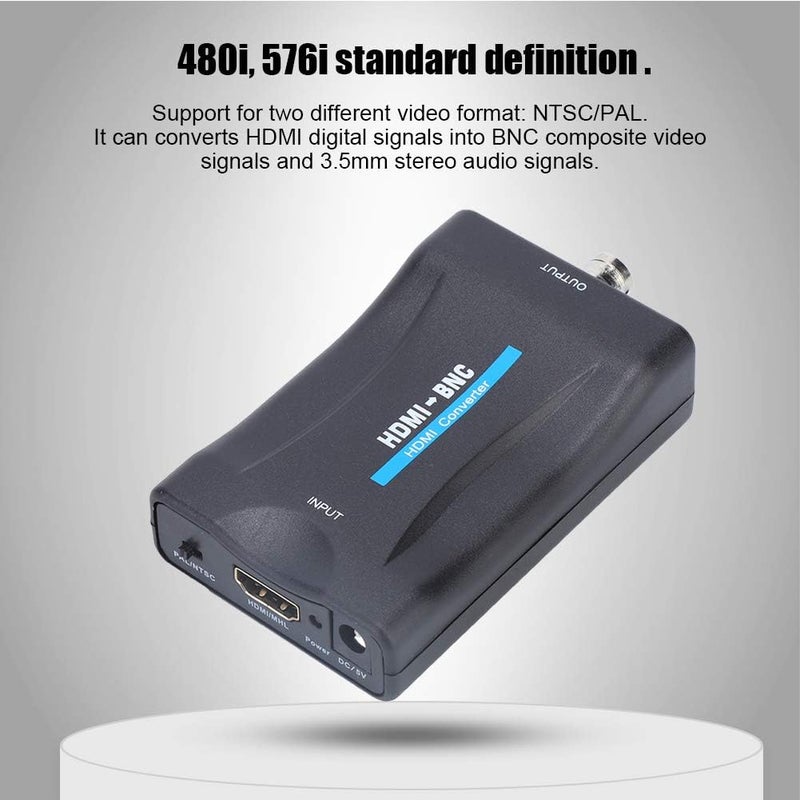 cheekyglo BNC to HDMI Converter Adapter,Hdmi to Bnc Converter,HDMI to BNC Composite Video and 3.5mm Audio Signal Converter Adapter 480i 576i Support for NTSC/PAL,for VHS Recording/Video Players - Image 3