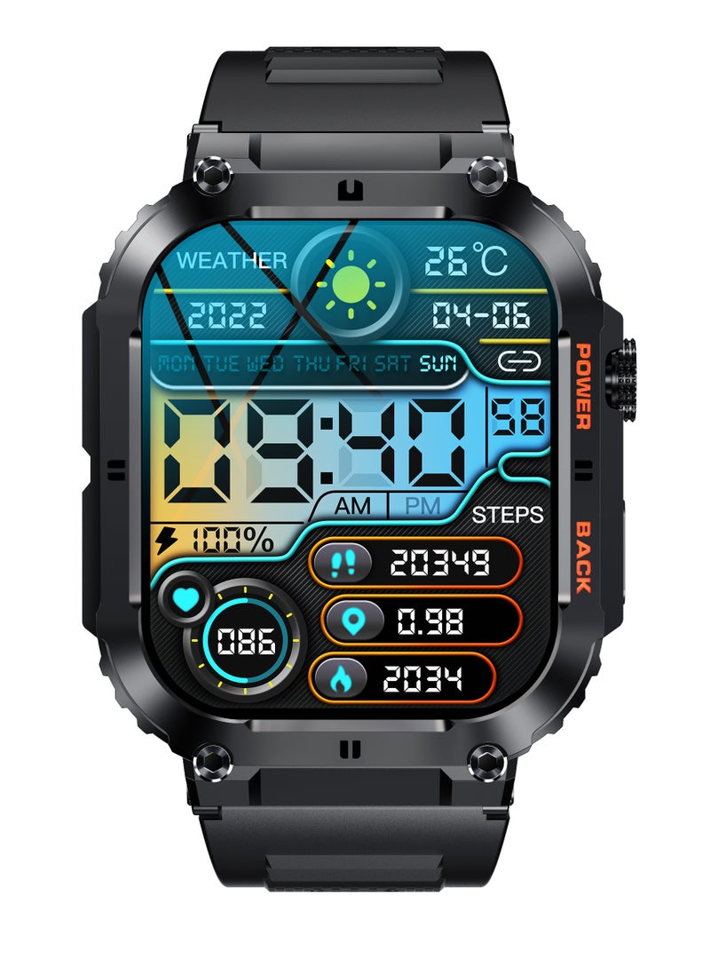 LIGE - Smart Watch for Men Bluetooth Calling 1.95" AMOLED Screen Sport Fitness Tracker Waterproof Smartwatch for Android iOS with Black Silicone Band - Image 1