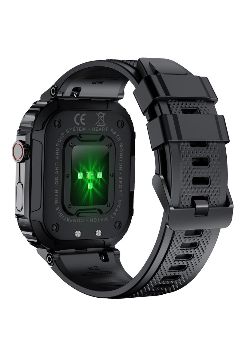 LIGE - Smart Watch for Men Bluetooth Calling 1.95" AMOLED Screen Sport Fitness Tracker Waterproof Smartwatch for Android iOS with Black Silicone Band - Image 1