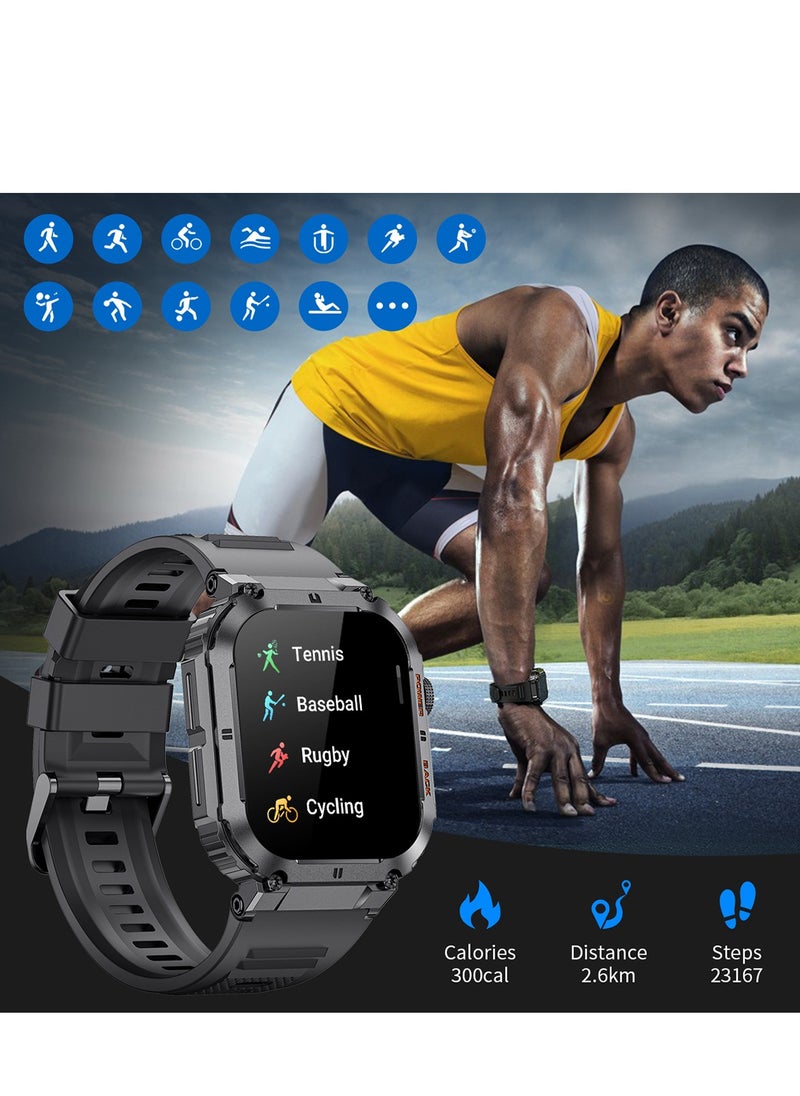 LIGE - Smart Watch for Men Bluetooth Calling 1.95" AMOLED Screen Sport Fitness Tracker Waterproof Smartwatch for Android iOS with Black Silicone Band - Image 1