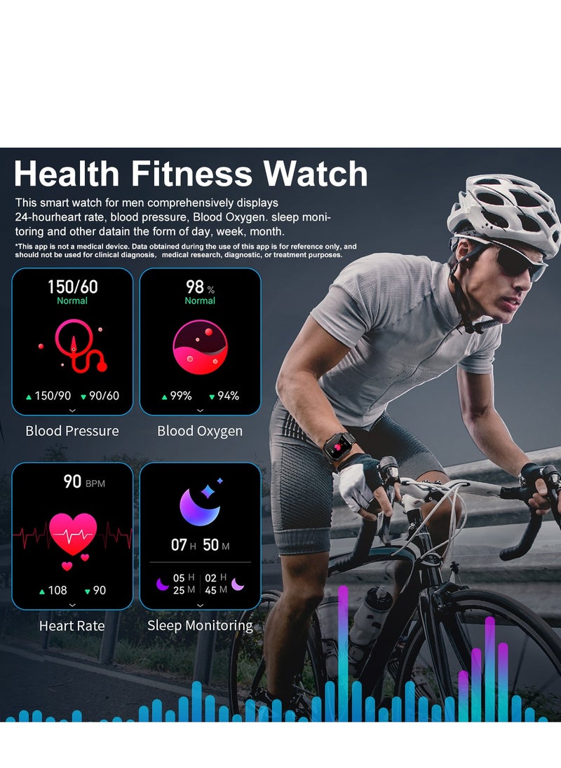 LIGE - Smart Watch for Men Bluetooth Calling 1.95" AMOLED Screen Sport Fitness Tracker Waterproof Smartwatch for Android iOS with Black Silicone Band - Image 1