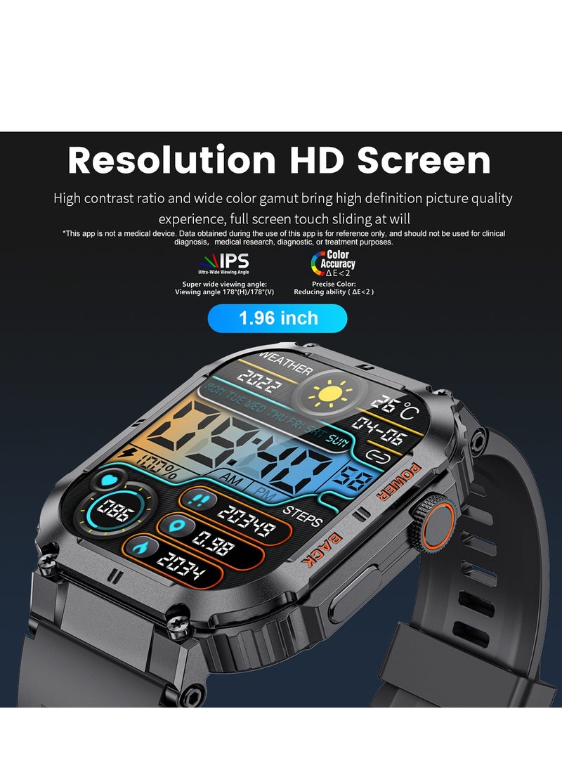 LIGE - Smart Watch for Men Bluetooth Calling 1.95" AMOLED Screen Sport Fitness Tracker Waterproof Smartwatch for Android iOS with Black Silicone Band - Image 1