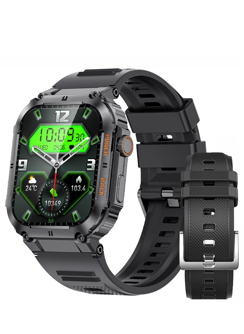 LIGE - Smart Watch for Men Bluetooth Calling 1.95" AMOLED Screen Sport Fitness Tracker Waterproof Smartwatch for Android iOS with Black Silicone Band - Image 1