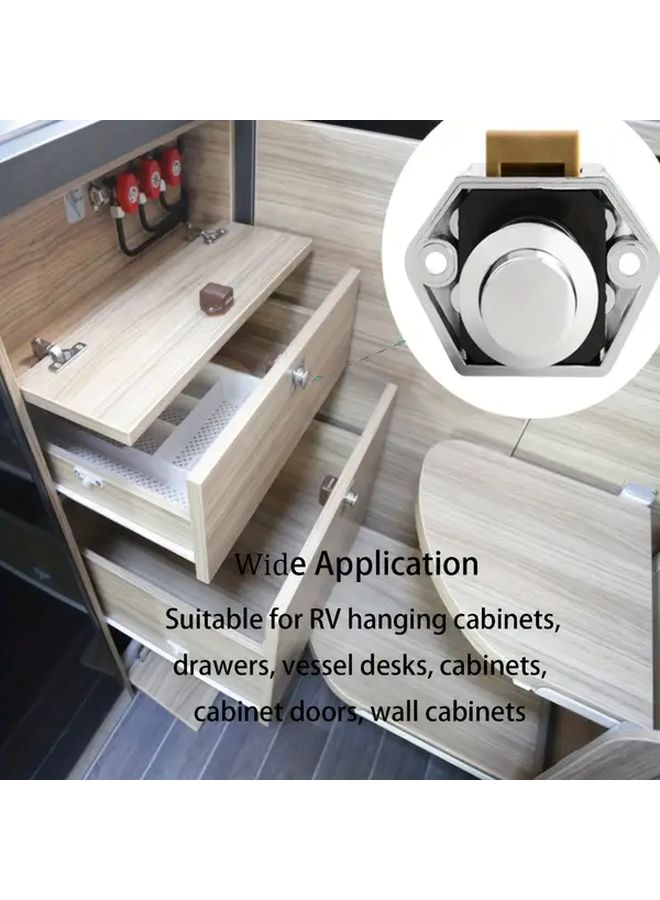20 Pieces Chrome RV Cabinet Locks Easy Install Push Button Durable ABS For Motorhomes Campers Boats 20mm Cutout - Image 5