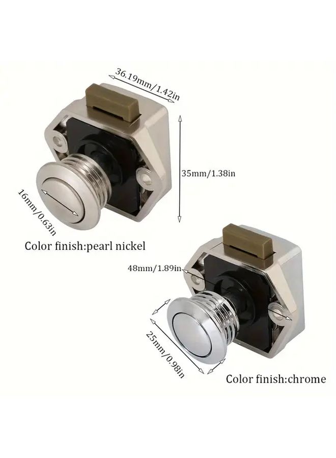 20 Pieces Chrome RV Cabinet Locks Easy Install Push Button Durable ABS For Motorhomes Campers Boats 20mm Cutout - Image 2