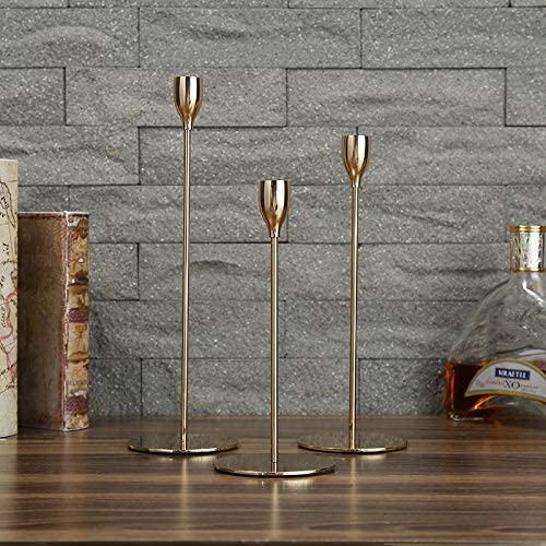 The Purple Tree Metal Royal Candle Holders For Tapered Candles, (Pack Of 3, Golden), Tapered Candle Holder, Tealight Holder, Best Gift For Christmas Decor, Christmas Decoration, Dining Table - Image 5