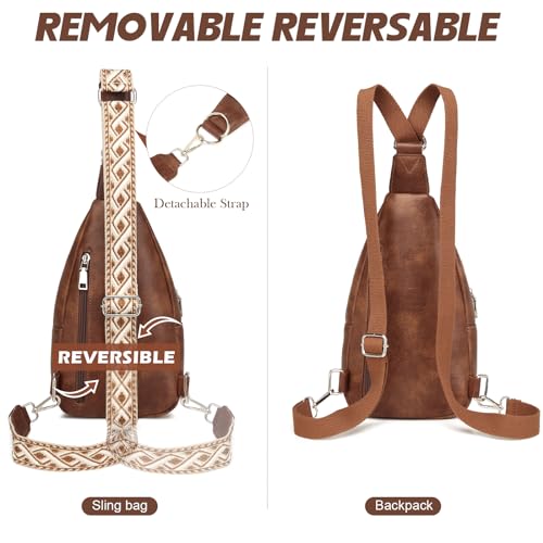 MYHOZEE Crossbody Bags for Women Trendy Men Sling Bag Chest Backpack Purse with Detachable Guitar Strap and Back Strap Large Sling Purse Cross Body Bag Anti Theft Fanny Pack Belt Bag for Travel Hiking Cycling - Image 4