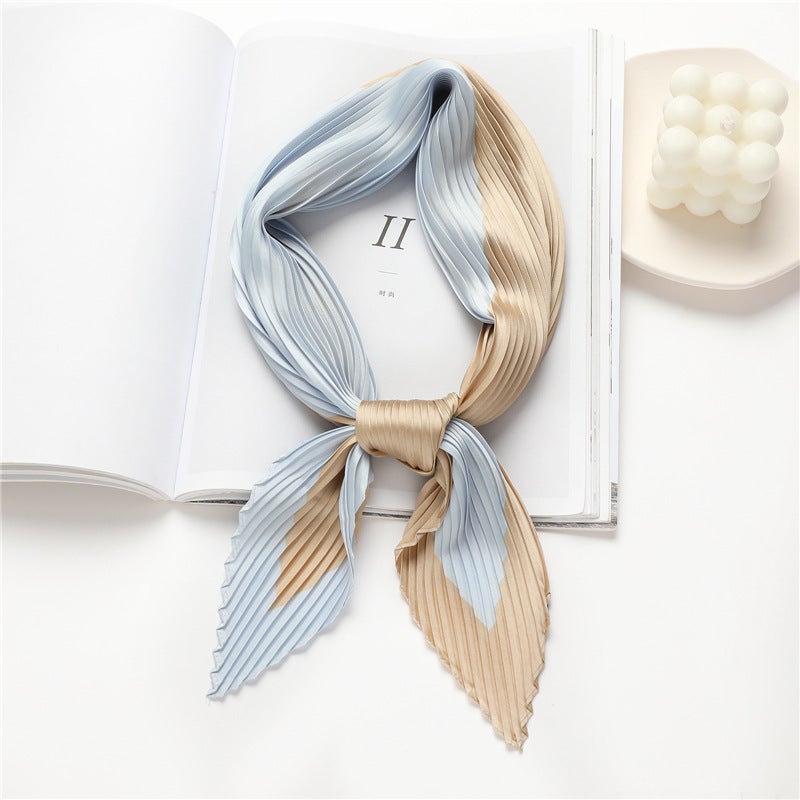 Simple color matching scarf women''s black and white professional scarf decorative scarf rhombus pleated all-match small square scarf pleated - Image 4