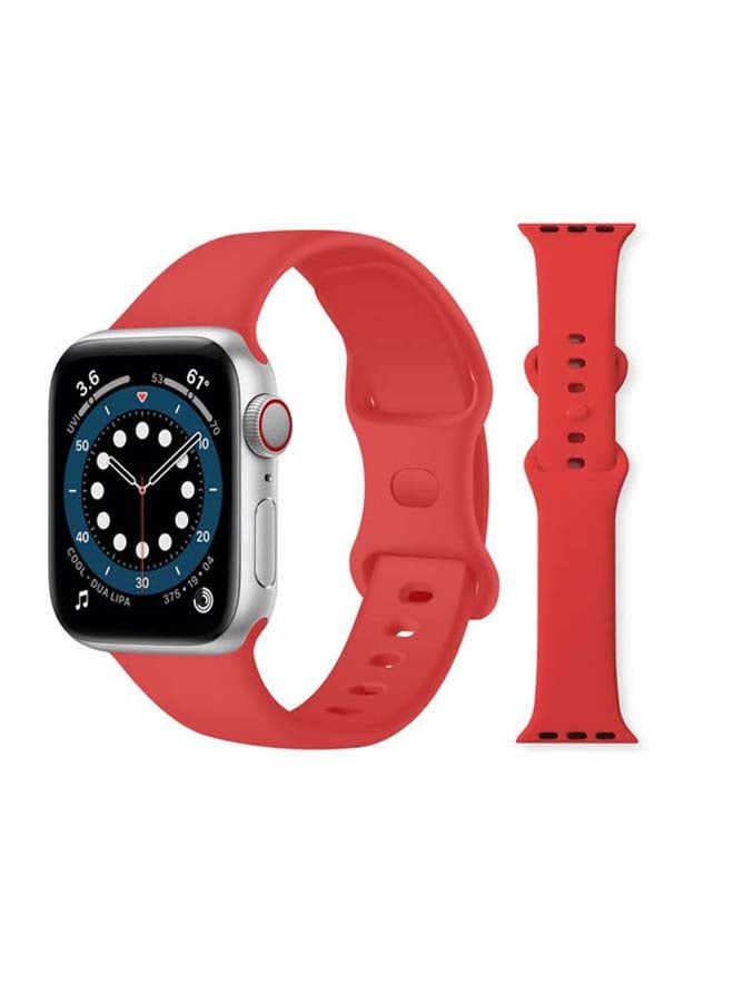vesus Infinity Solid Silicone Replacement Band for Apple Watch Series 1/2/3/4/5/6/SE 44/42mm Red