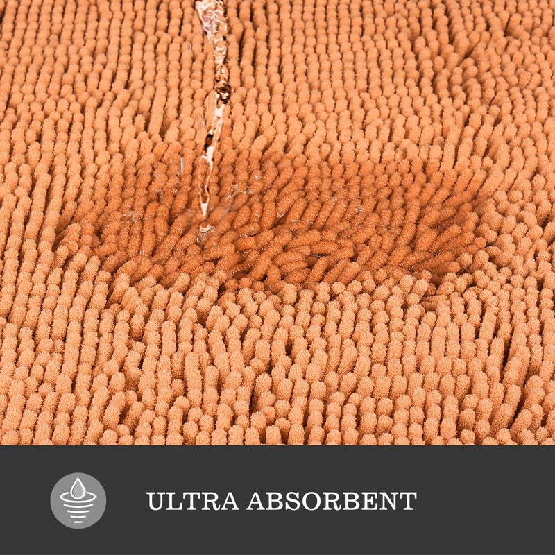 Yeaban Mini Bathroom Rugs 12"x12" â€“ Thick Chenille Bath Mats | Absorbent and Washable Bath Rug Non-Slip, Plush and Soft Rugs for Bathroom, Shower, Sink(Peach) - Image 5