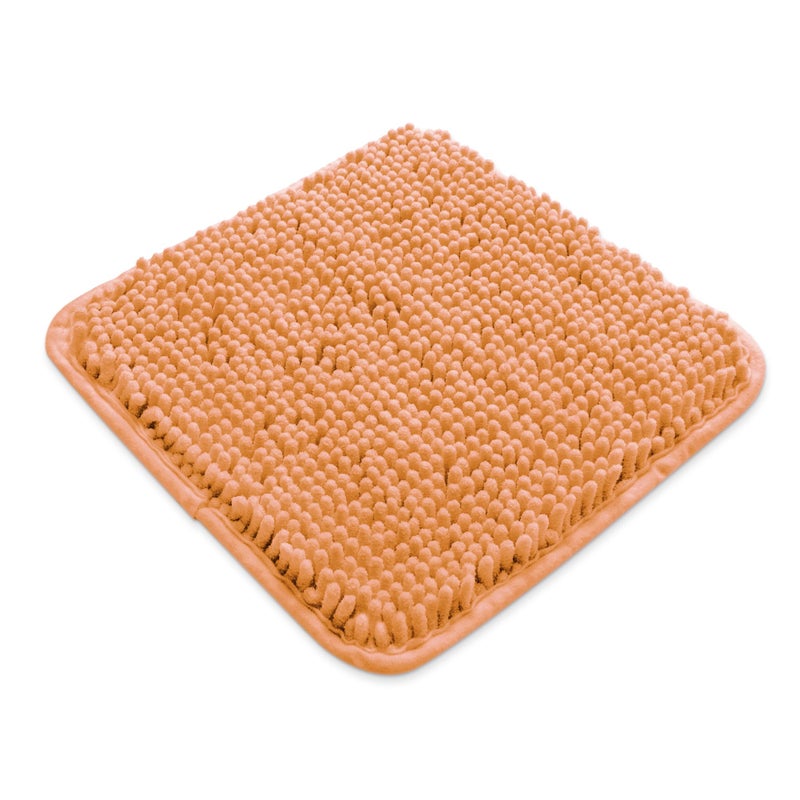 Yeaban Mini Bathroom Rugs 12"x12" â€“ Thick Chenille Bath Mats | Absorbent and Washable Bath Rug Non-Slip, Plush and Soft Rugs for Bathroom, Shower, Sink(Peach) - Image 1
