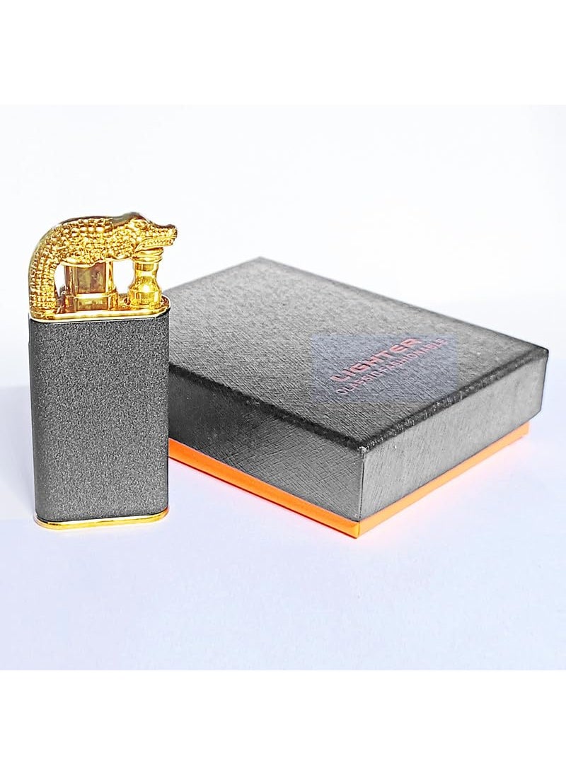 JJW New Crocodile Lighter Crocodile Double Fire Lighter Windproof Croc Lighter Torch Cool Fancy Double Jet Flame Butane Lighters Refillable Butane Lighter for Fireworks