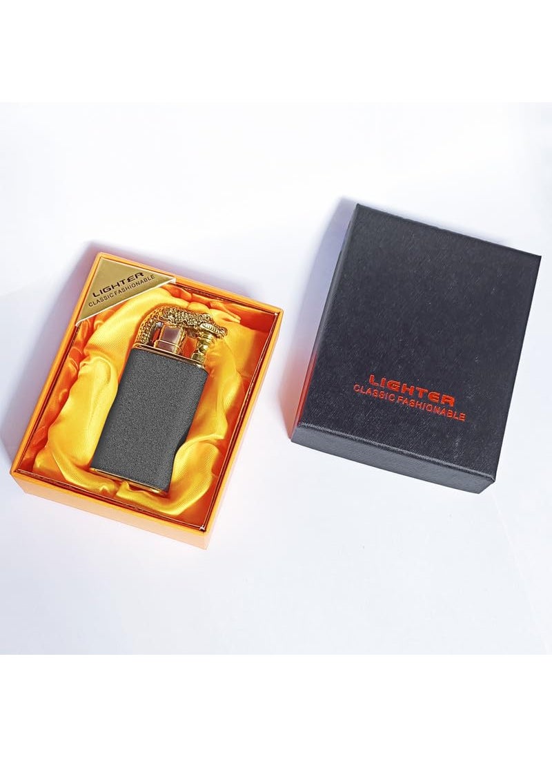JJW New Crocodile Lighter Crocodile Double Fire Lighter Windproof Croc Lighter Torch Cool Fancy Double Jet Flame Butane Lighters Refillable Butane Lighter for Fireworks