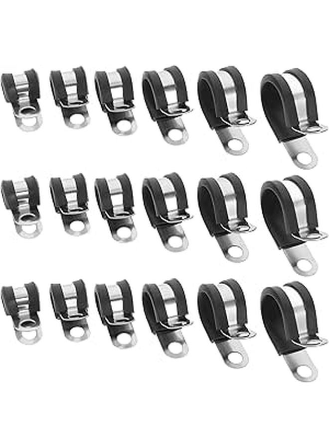 304 Stainless Steel Tube Clamps Assortment Kit 52pcs with Rubber Cushion for Pipe and Cable Securing - Image 1