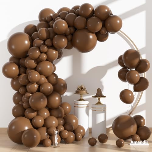 Amandir 153pcs Brown Balloons Arch Garland Kit Different Sizes 18 12 10 5 Inch Boho Neutral Coffee Light Dark Brown Latex Balloon for Birthday Bear Wedding Anniversary Party Decorations - Image 5