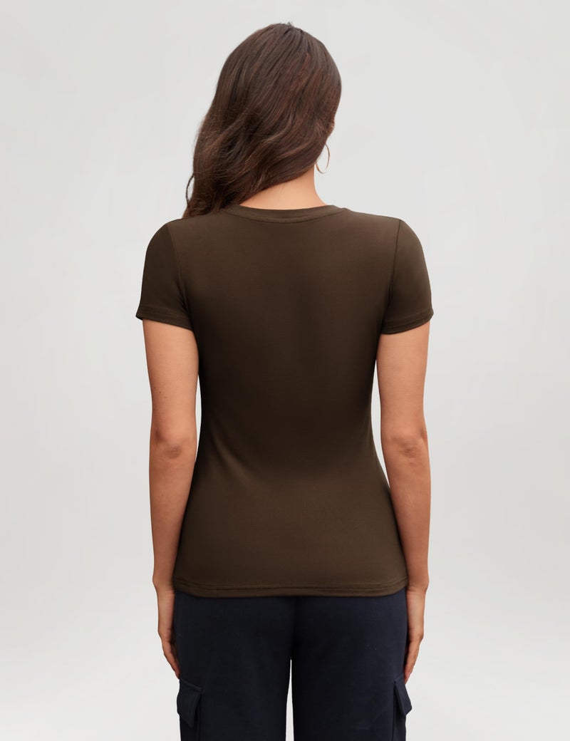 CE' CERDR 3/5 Pack Womens T Shirts Crew Neck Short Sleeve Shirts for Women Casual Basic Fitted Stretchy Tee Tops - Image 5