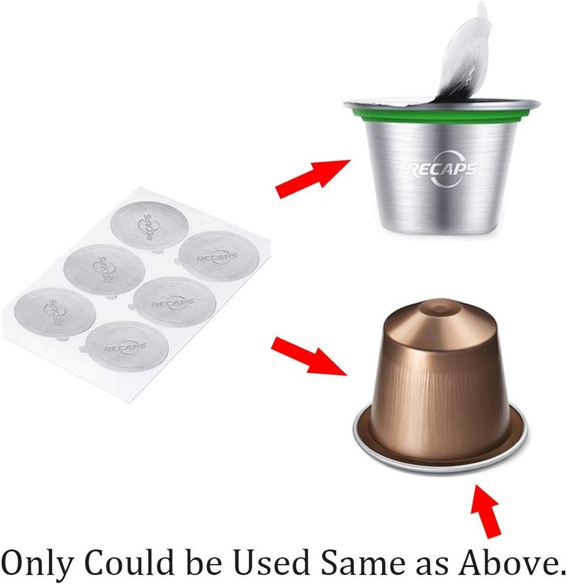 RECAPS Aluminum Espresso Lids Foil Seals Reusable Coffee pods Compatible with Nespresso Original Line (Lids 120 Pcs Only) 37mm in Diameter - Image 2
