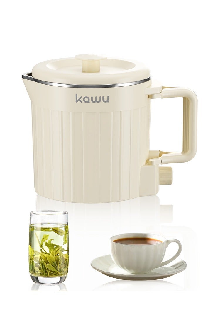 Kawu Foldable Small Electric Kettle, 800ml Portable Tea Kettle Mini Electric Teapot Small Water Boiler with storage bag, 304 Stainless Steel, Auto Shut Off, for Travel, Camping, RV, Home - Image 1
