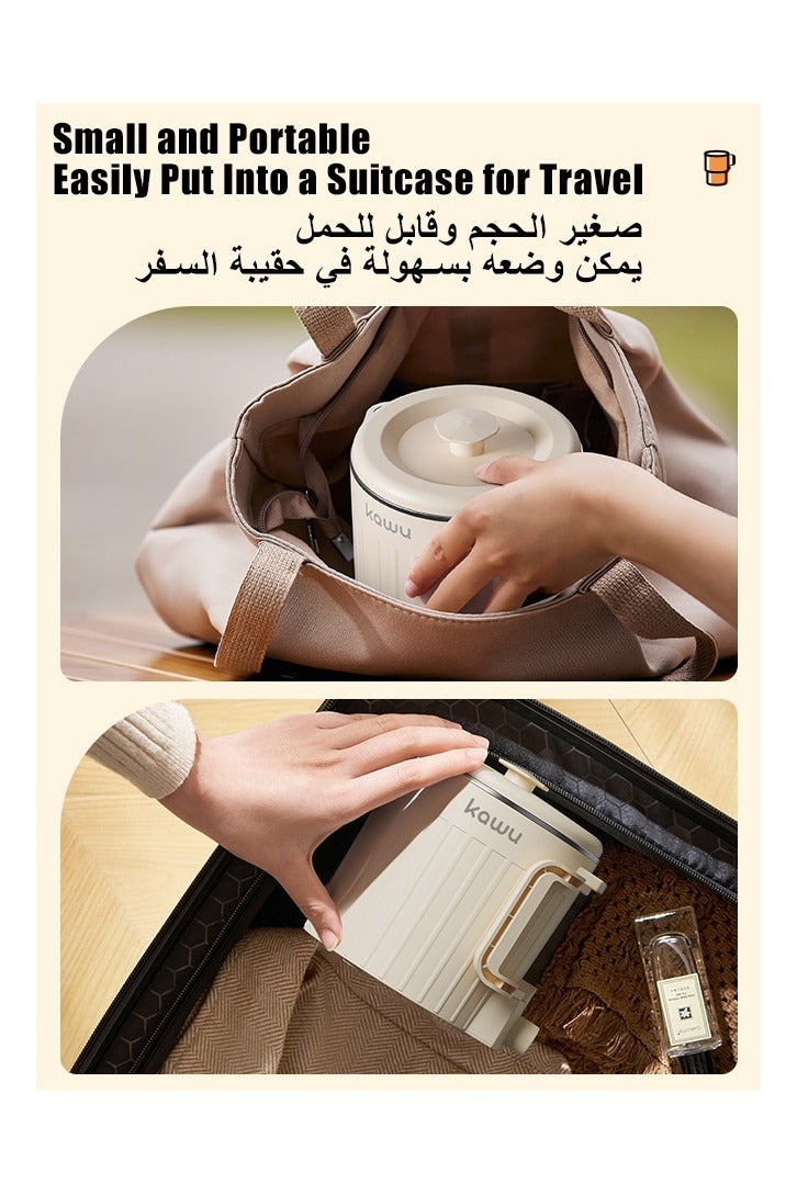 Kawu Foldable Small Electric Kettle, 800ml Portable Tea Kettle Mini Electric Teapot Small Water Boiler with storage bag, 304 Stainless Steel, Auto Shut Off, for Travel, Camping, RV, Home - Image 2