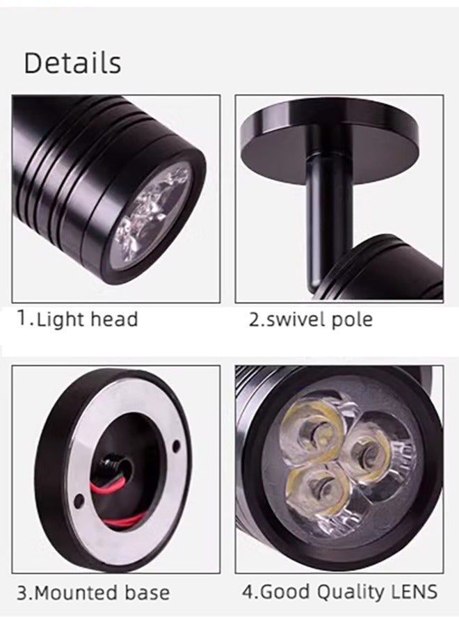 ضوء مسار LED قابل للتعديل، 3 وات 220 فولت - 240 فولت 3000 كلفن أبيض دافئ، مصباح قراءة مثبت على الحائط مثبت على الحائط للصور، المرآة، المدخل، غرفة النوم، غرفة الجلوس، استوديو فني  - Image 4