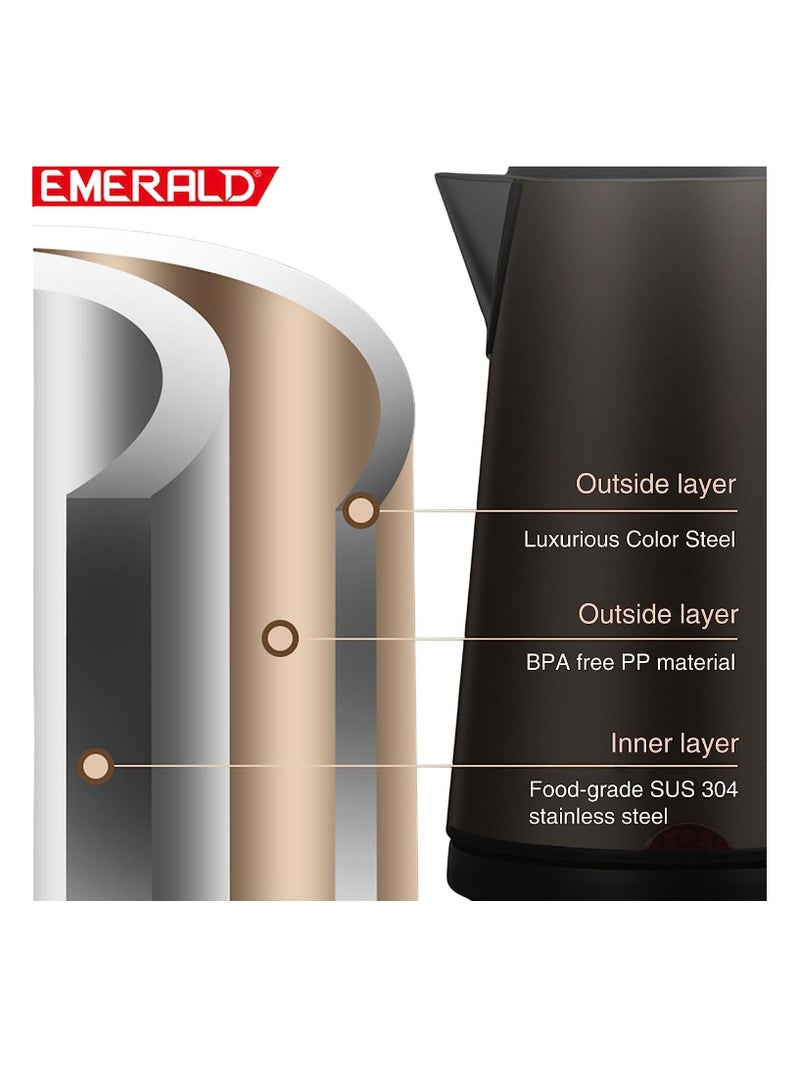 EMERALD Cordless Electric Kettle, 2200W Power, 1.7L, with Auto Shut, 360-Degree Cord Design, Perfect for Warm Beverages EK781KG - Image 5