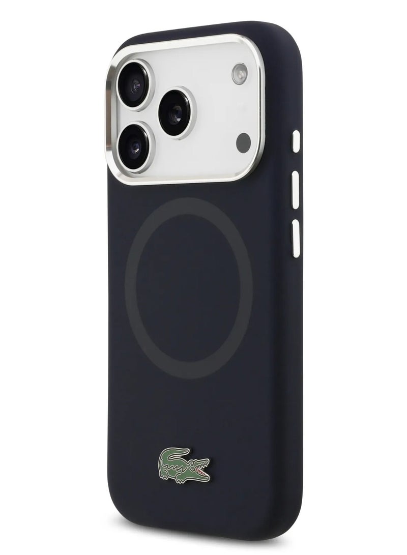 LACOSTE iPhone 17 Pro Max MagSafe Silicone Case with Metal Lacoste Logo / Back Cover / Enhanced Protection / Slim Profile Design - Navy - Image 3