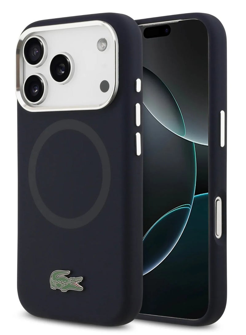 LACOSTE iPhone 17 Pro Max MagSafe Silicone Case with Metal Lacoste Logo / Back Cover / Enhanced Protection / Slim Profile Design - Navy - Image 2